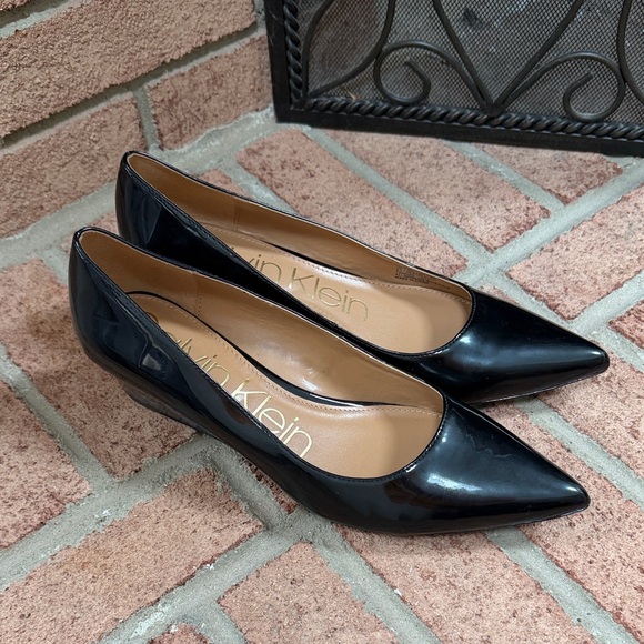 Calvin Klein Black Patent Wedge Shoes, Size 8.5, NWOT - Picture 9 of 11